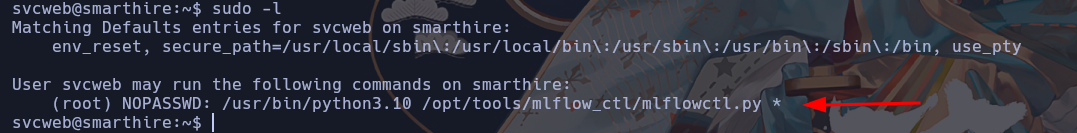Identifiación del privilegio como root para svcweb